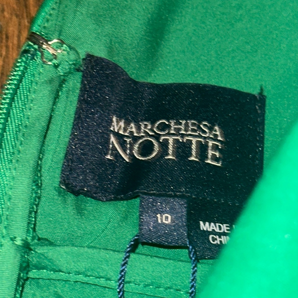 Marchesa Notte Green Floral Mini Cocktail Dress with Pockets Size 10 New Tags - Picture 2 of 6